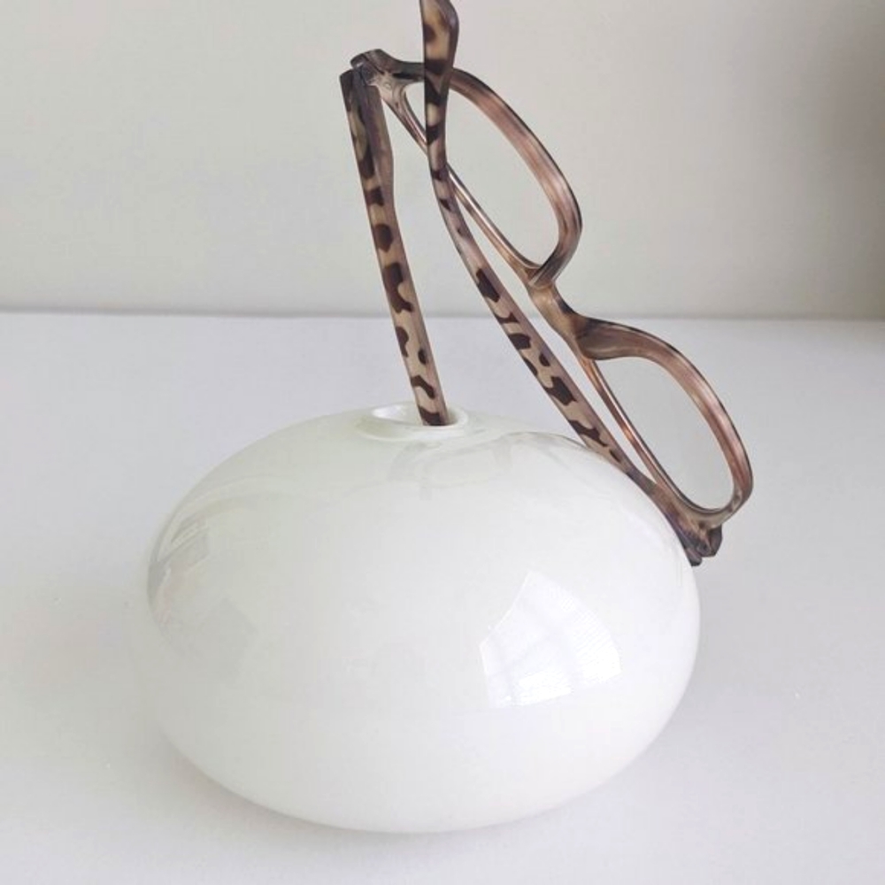 Vtg IKEA PERSIKA Orb White Glass "Donut" Vase By Barbro Wesslander & Pia Amsell